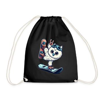 Hibou snowboard harfang des neiges vacances aux sports d'hiver - Sac de sport léger - noir - Devant