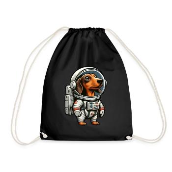 Dackel im Weltraum Astronautenabenteuer - Turnbeutel - Schwarz - Vorne