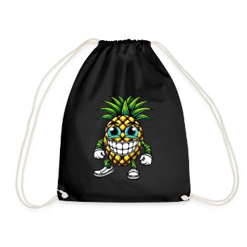 Pineapple Fruit Fruity Summer Cool Cute Cartoon - Drawstring Bag - black - Front
