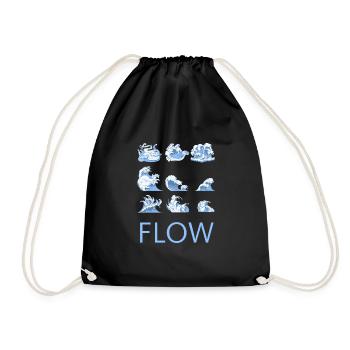 FLOW – Japanisches Wellen-Design - Beach - Turnbeutel - Schwarz - Vorne