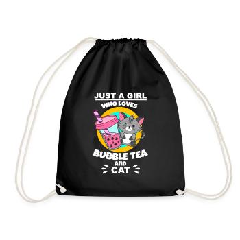 Bubble Tea Bubble Tee Mädchen Geschenk - Turnbeutel - Schwarz - Vorne