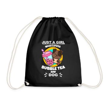 Bubble Tea Bubble Tee Mädchen Geschenk - Turnbeutel - Schwarz - Vorne