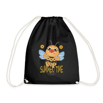 Spring, Summer, Bumblebee, Flowers, Beekeeper Gift - Drawstring Bag - black - Front