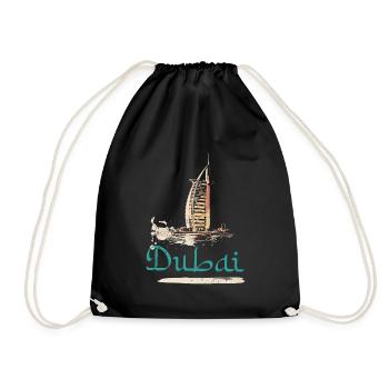 Illustration Burj Al-Arab Hotel, Ikone von Dubai - Turnbeutel - Schwarz - Vorne