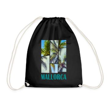 Mallorca Sommer Sonne Strand Meer Palmen Urlaub - Turnbeutel - Schwarz - Vorne