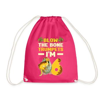 Dinosaur Children's Birthday - Drawstring Bag - fuchsia - Front