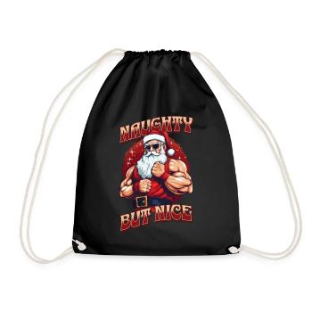 Bath Santa Claus Muscles Strong Christmas - Drawstring Bag - black - Front