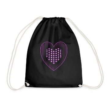 pink hearts many pink hearts - Drawstring Bag - black - Front