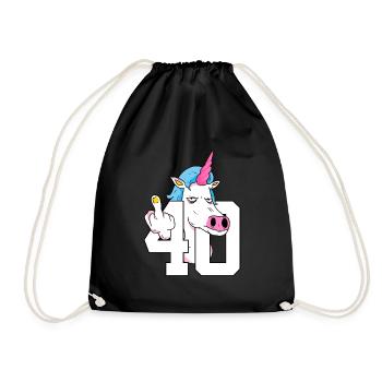 40. GEBURTSTAG EINHORN - Turnbeutel - Schwarz - Vorne