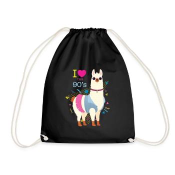 I Love The 90's, Alpaca, Llama, Retro, Vintage - Sac de sport léger - noir - Devant