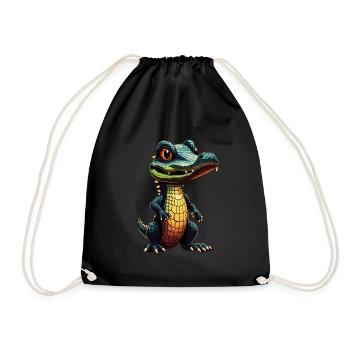 Baby Krokodil Alligator Kroko - Turnbeutel - Schwarz - Vorne