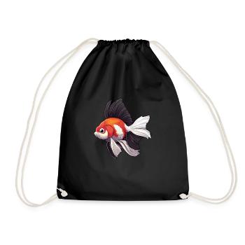 Fancy Schleierschwanz Goldfisch - Turnbeutel - Schwarz - Vorne