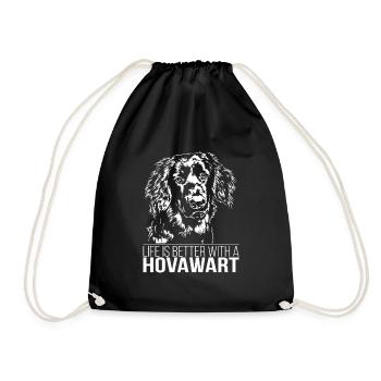 HOVAWART life is better Hunde Spruch Wilsigns - Drawstring Bag - black - Front