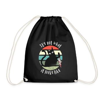 It's not what it looks like, Cat with knife - Drawstring Bag - black - Front