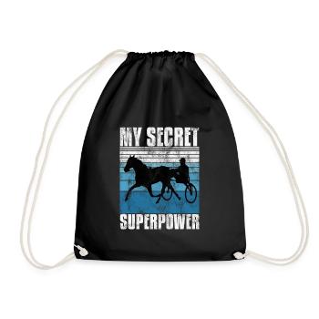 My Secret Superpower Trabrennen Trabreiter Sulky - Turnbeutel - Schwarz - Vorne