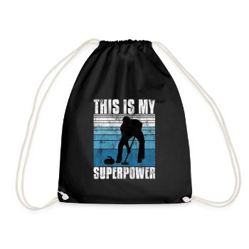 Curling is my superpower curler curling - Drawstring Bag - black - Front