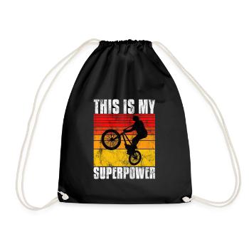 BMX is my superpower bike bike - Drawstring Bag - black - Front