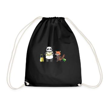 Deux pandas en voyage. - Sac de sport léger - noir - Devant