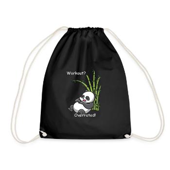 Sleeping panda - workout? Overrated - Drawstring Bag - black - Front