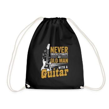 Gitarrist Alter Mann Gitarre Musiker Rente - Turnbeutel - Schwarz - Vorne