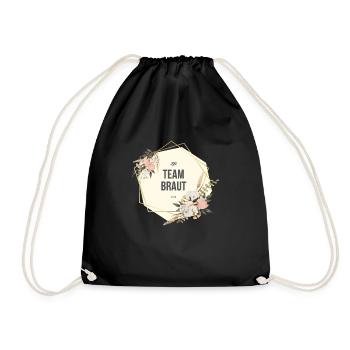 Team Braut JGA Boho floral - Turnbeutel - Schwarz - Vorne