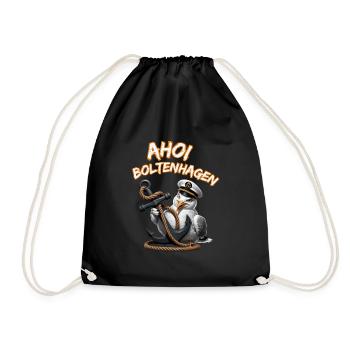 Ahoy Boltenhagen mouette drôle avec ancre - Sac de sport léger - noir - Devant