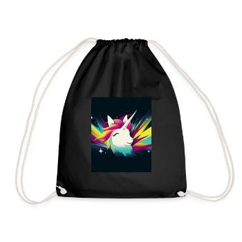 Einhorn Regenbogen Fantasy Design Cartoon 2 - Turnbeutel - Schwarz - Vorne