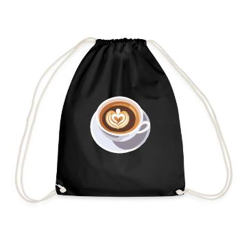 Kaffee Frenchpress Cappuccino Latte Art - Turnbeutel - Schwarz - Vorne