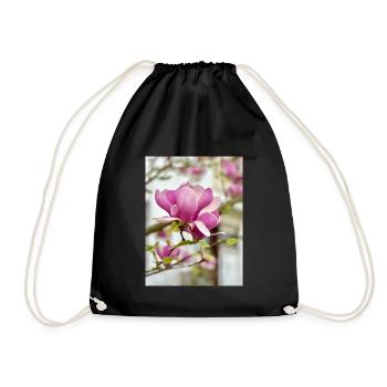 Magnolie in Pink - Turnbeutel - Schwarz - Vorne