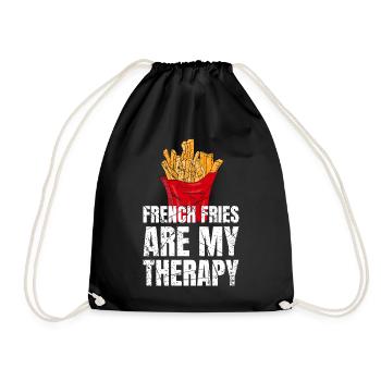 French Fries Are My Therapy Pommes Frites - Drawstring Bag - black - Front