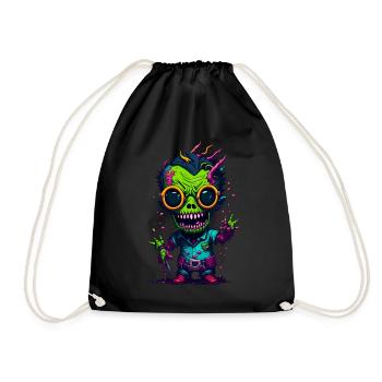 Bunter cooler Zombie - Turnbeutel - Schwarz - Vorne
