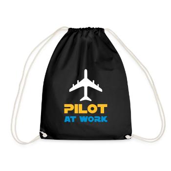 Pilot at work (Flugzeug) - Turnbeutel - Schwarz - Vorne