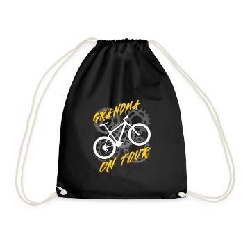 Oma auf Radtour Großmutter fährt Fahrrad - Turnbeutel - Schwarz - Vorne