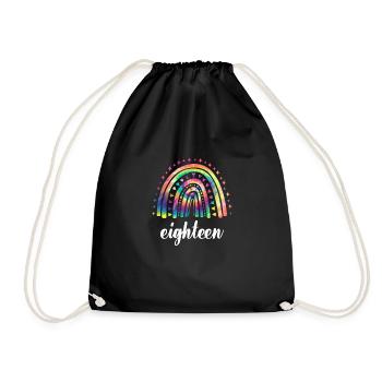 Tie Dye Rainbow Eighteen Years 18th Birthday - Drawstring Bag - black - Front