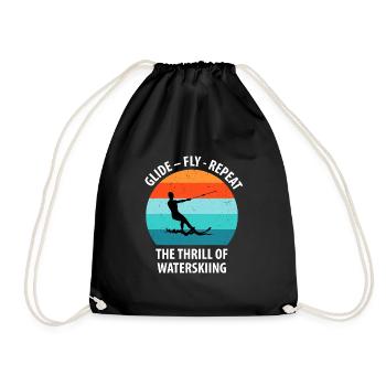 Water skis, water skis, water skiers - Drawstring Bag - black - Front