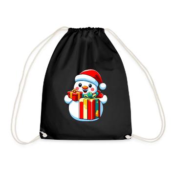bonhomme de neige avec cadeaux - Sac de sport léger - noir - Devant