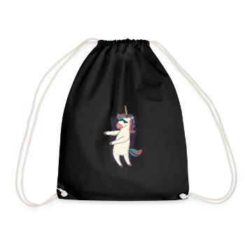 cool unicorn dancing with sunglasses - Drawstring Bag - black - Front