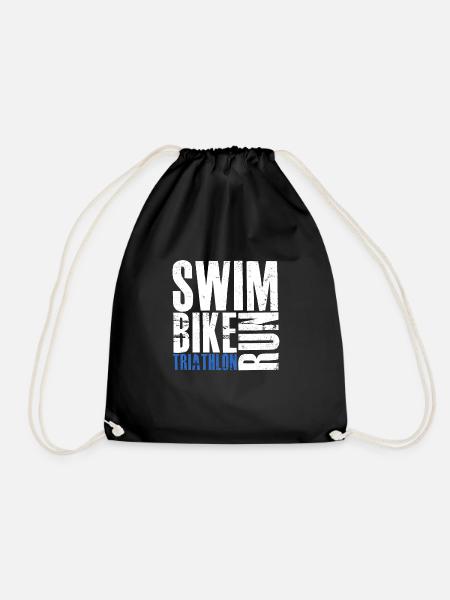 Triathlon Swim Bike Run T-Shirt Geschenk - Turnbeutel - Schwarz