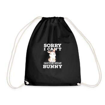Cute Hare I Have Plans With My Bunny Gift - Drawstring Bag - black - Front