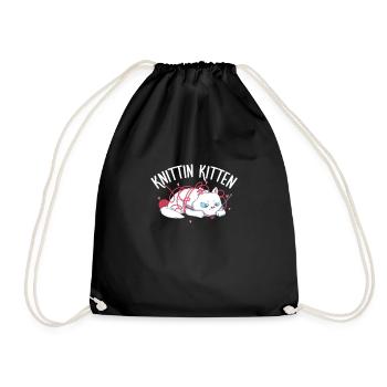 Chaton mignon chat mignon Crochet Amant de fil - Sac de sport léger - noir - Devant
