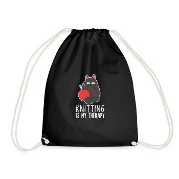 Thérapie De Tricot Mignon Chat Noir Amant De Fils Roulés - Sac de sport léger - noir - Devant