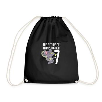 The Future Of Tennis Turned 7 Cool Elephant Player - Drawstring Bag - black - Front