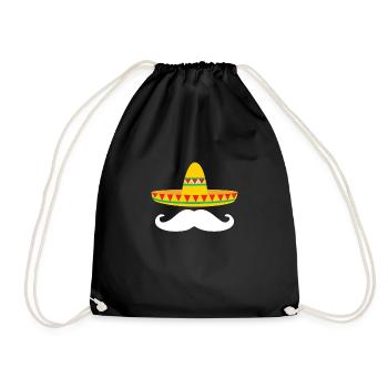 Siesta Fiesta Mexico hat sombrero schnauzer - Drawstring Bag - black - Front
