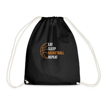 Eat Sleep Basketball Repeat T-Shirt Gift - Drawstring Bag - black - Front