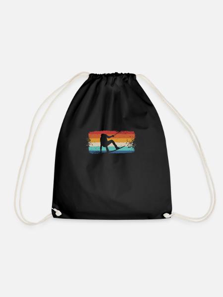 Vintage retro wakeboarding shirt wakeboarder - Drawstring Bag - black