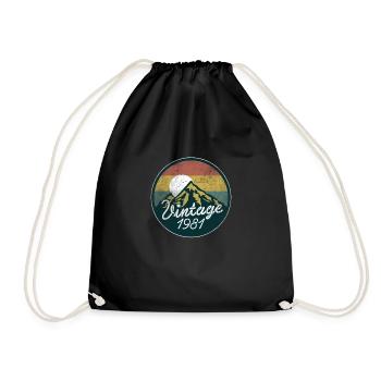 Vintage 1981 hiker mountaineer 40th birthday - Drawstring Bag - black - Front