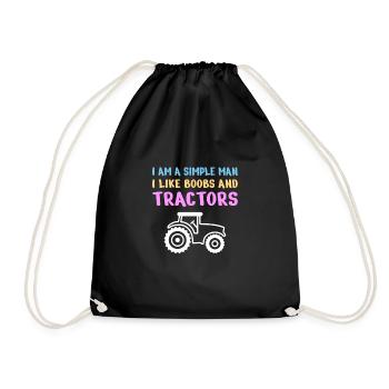 TRACTORS / FARM LIFE / COUNTRY LIFE: Simple man - Drawstring Bag - black - Front