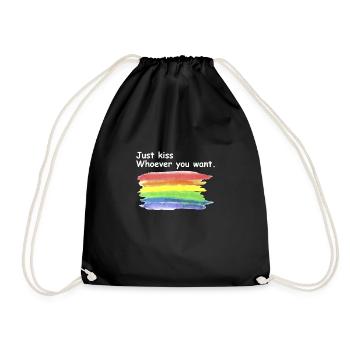 LGBTQ / TRANSGENDER : Just Kiss. - Turnbeutel - Schwarz - Vorne