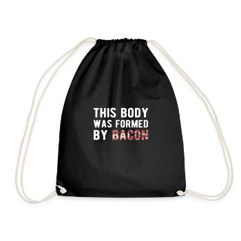 BACON: this body was formed by Bacon - Drawstring Bag - black - Front
