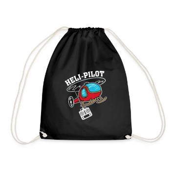 Helicopter rc pilot heli pilot - Drawstring Bag - black - Front